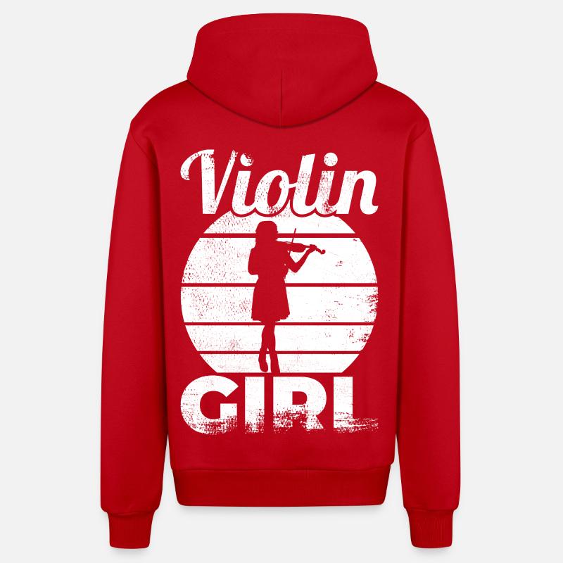 Drôle de fille de violon - Veste à capuche bio décontractée fabriquée en UE - rouge