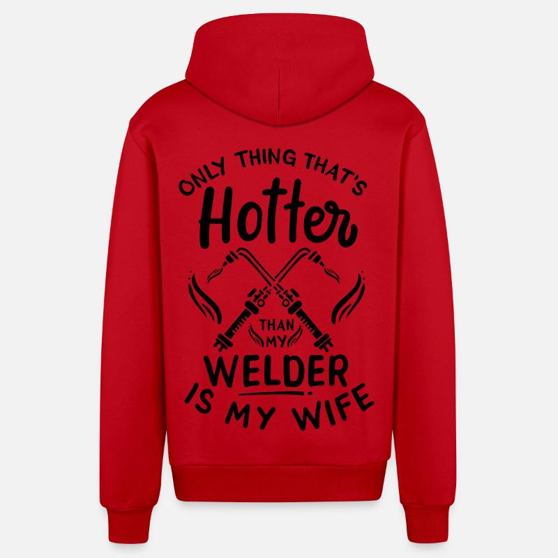 Schweißer Ehemann - Organic Relaxed Kapuzenjacke Made in EU - Rot