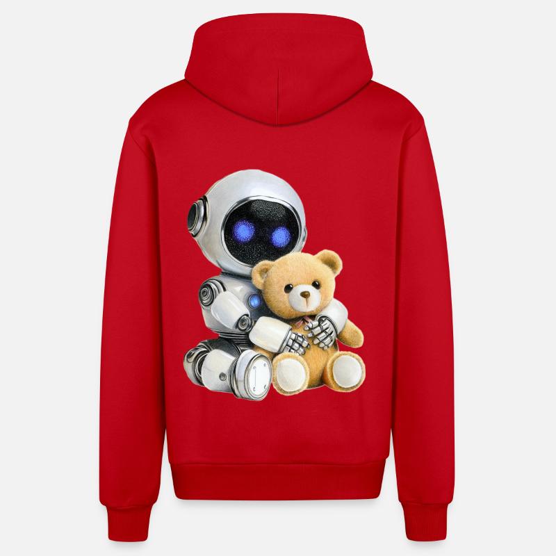Robot Teddy - Veste à capuche bio décontractée fabriquée en UE - rouge