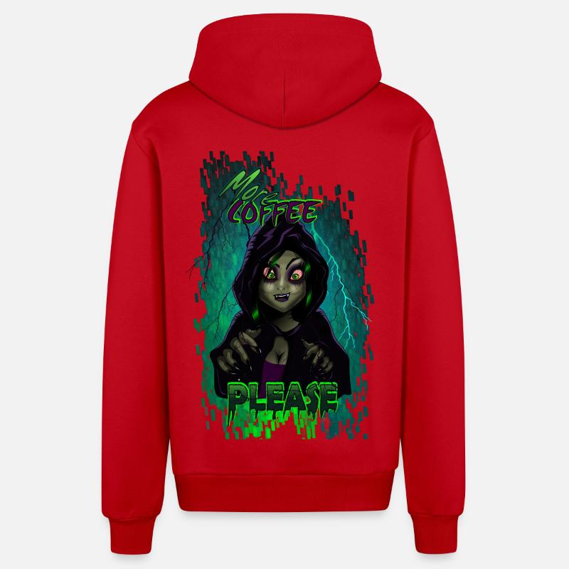 plus de café - Veste à capuche bio décontractée fabriquée en UE - rouge