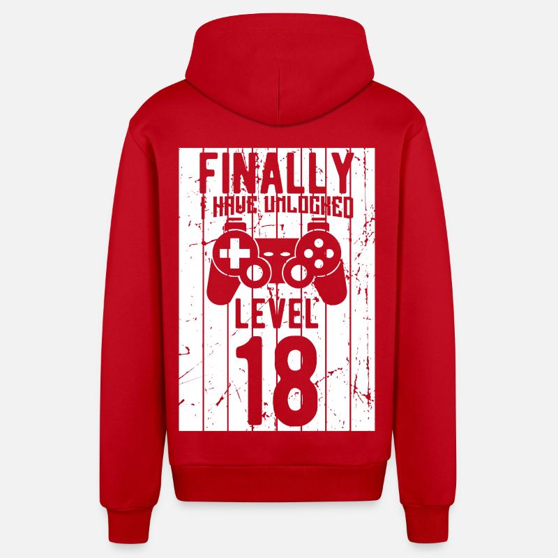 Niveau 18 débloqué - Veste à capuche bio décontractée fabriquée en UE - rouge