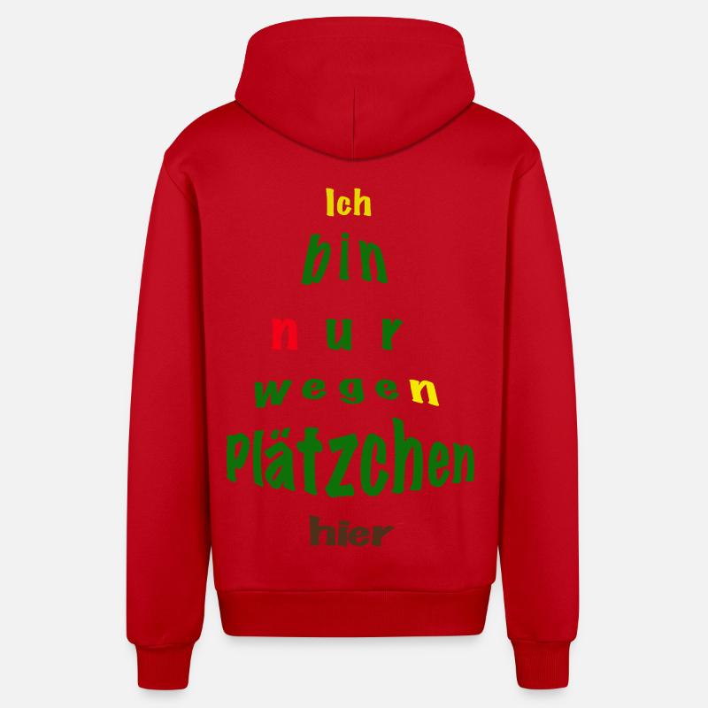 Ich bin nur wegen Plätzchen hier - Organic Relaxed Kapuzenjacke Made in EU - Rot
