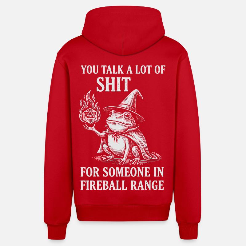 Fireball Range – RPG Magicien Grenouille Drôle - Veste à capuche bio décontractée fabriquée en UE - rouge