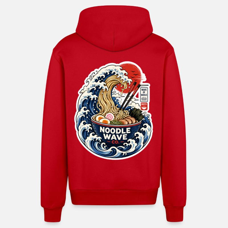 Noodle Wave Ramen Co. - Veste à capuche bio décontractée fabriquée en UE - rouge