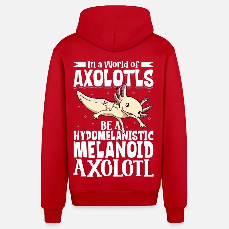Be a Hypomelanistic melanoid Axolotl - Organic Relaxed Hooded Jacket Made in EU - red
