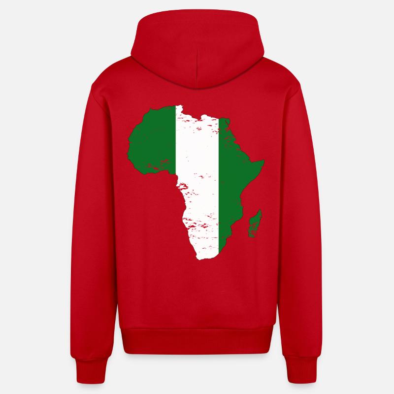 Drapeau du Nigéria Afrique - Veste à capuche bio décontractée fabriquée en UE - rouge