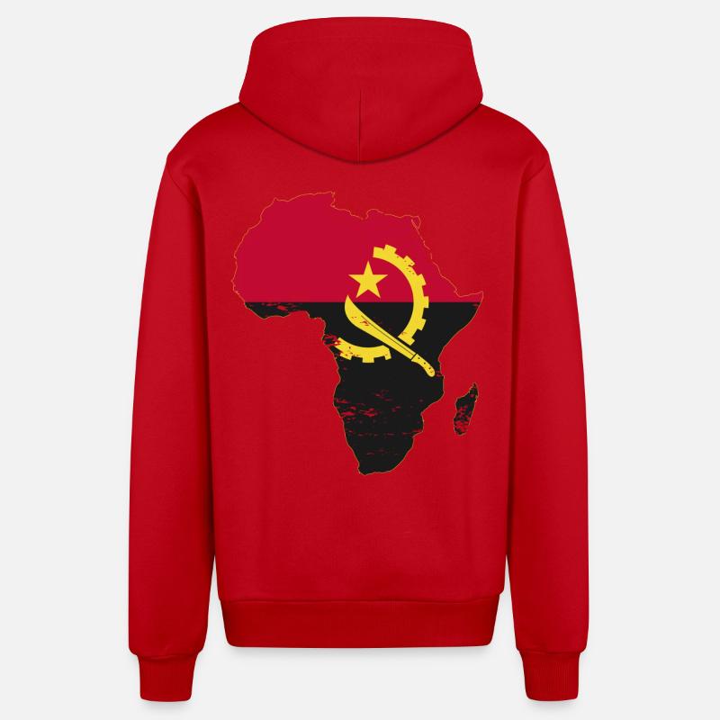 Drapeau de l’Angola Afrique - Veste à capuche bio décontractée fabriquée en UE - rouge