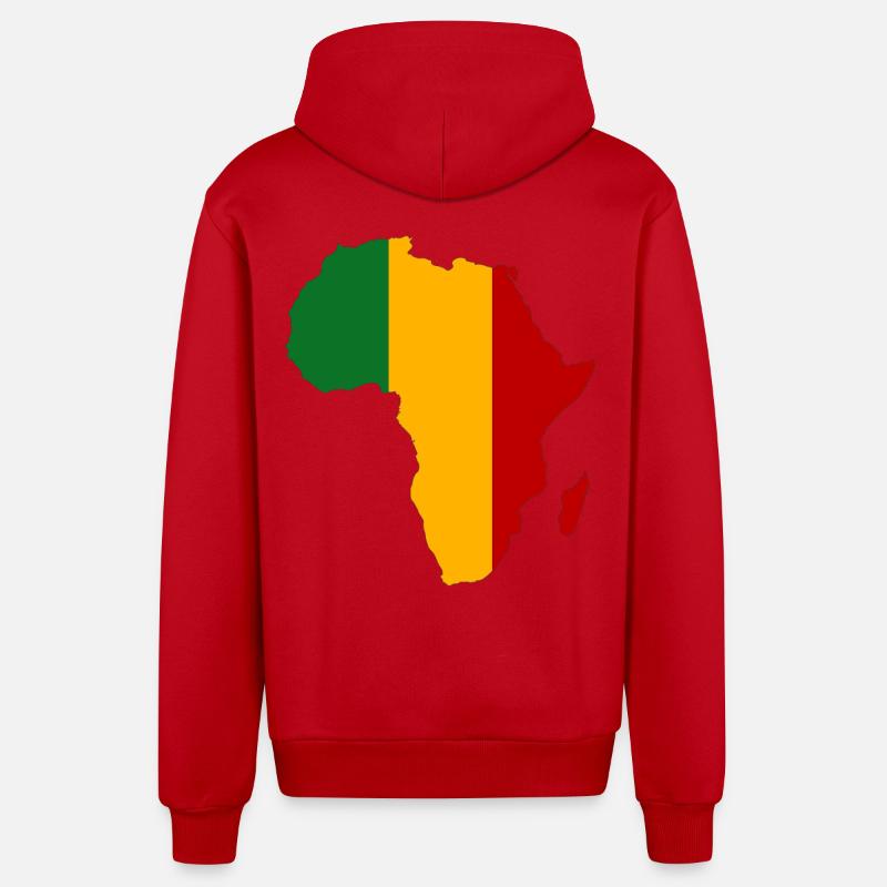 Mali Drapeau Afrique - Veste à capuche bio décontractée fabriquée en UE - rouge