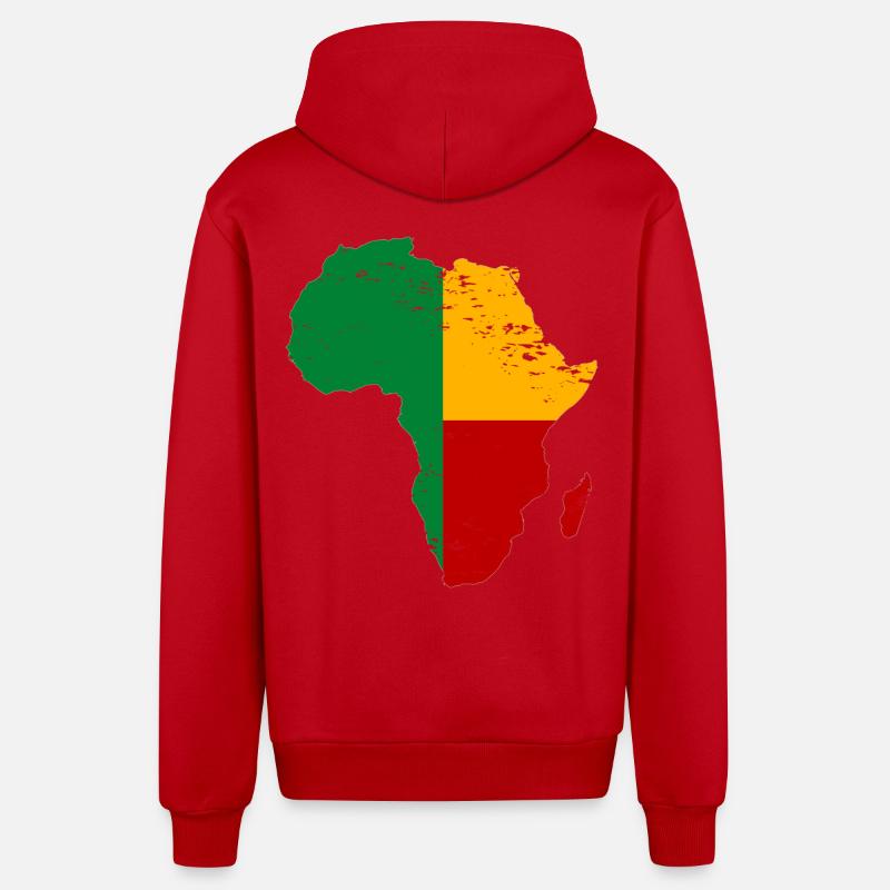Drapeau du Bénin Afrique utilisé - Veste à capuche bio décontractée fabriquée en UE - rouge