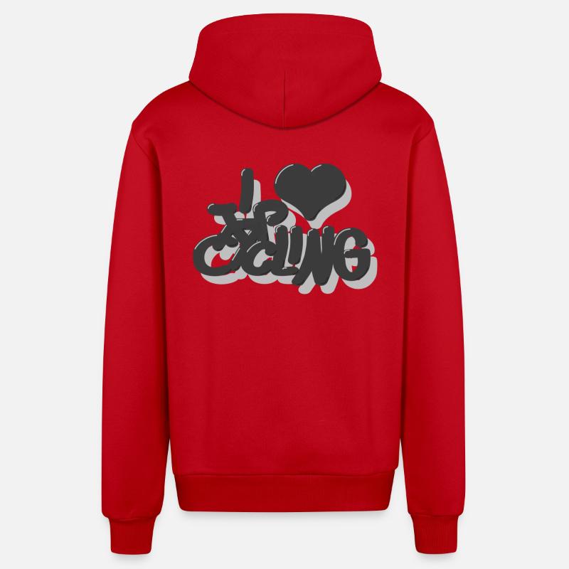 I_love_Cycling_grau - Veste à capuche bio décontractée fabriquée en UE - rouge