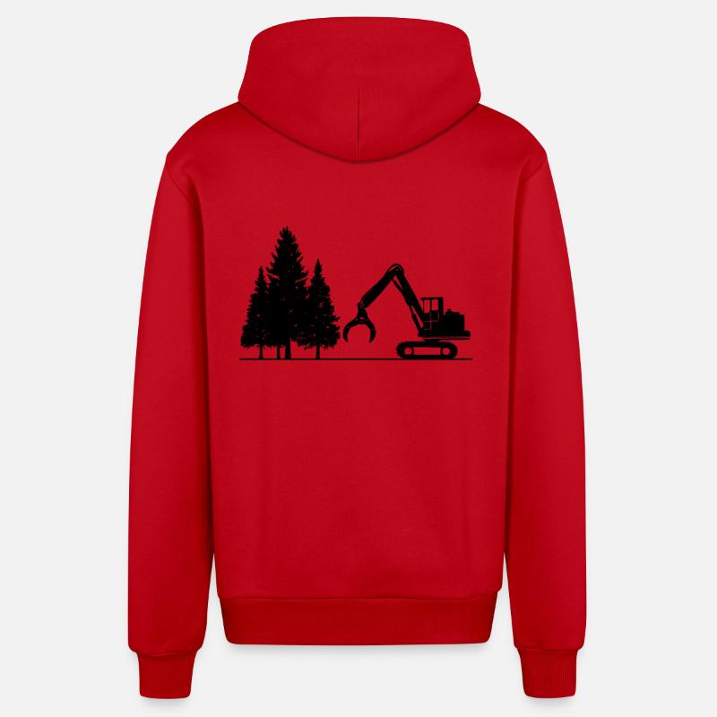 Conception de la moissonneuse - Veste à capuche bio décontractée fabriquée en UE - rouge