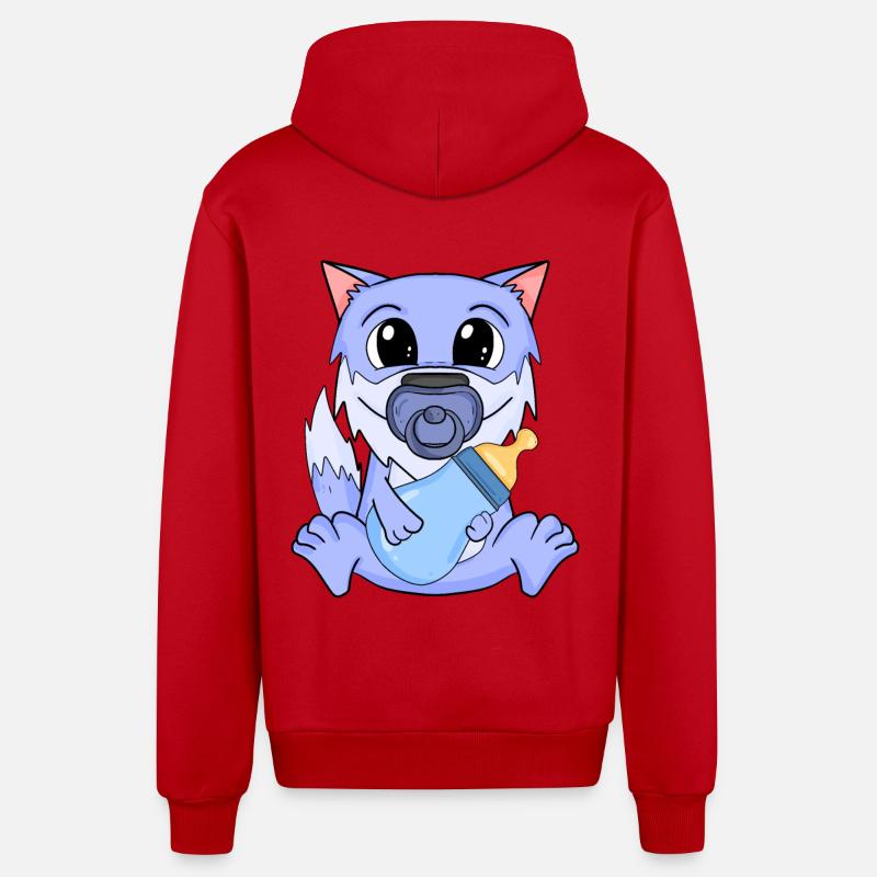 Bébé Loup - Veste à capuche bio décontractée fabriquée en UE - rouge
