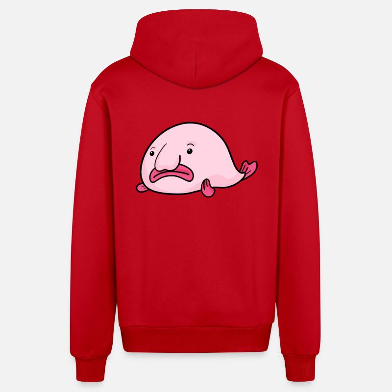 Poisson Blobfish - Veste à capuche bio décontractée fabriquée en UE - rouge