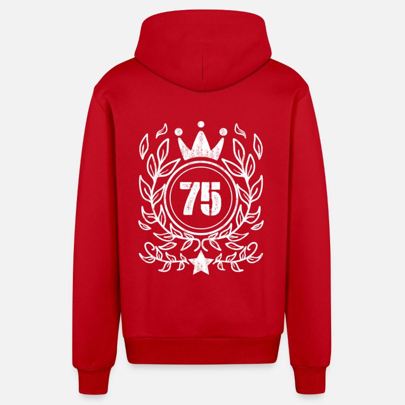 Couronne à 75 numéros - Veste à capuche bio décontractée fabriquée en UE - rouge