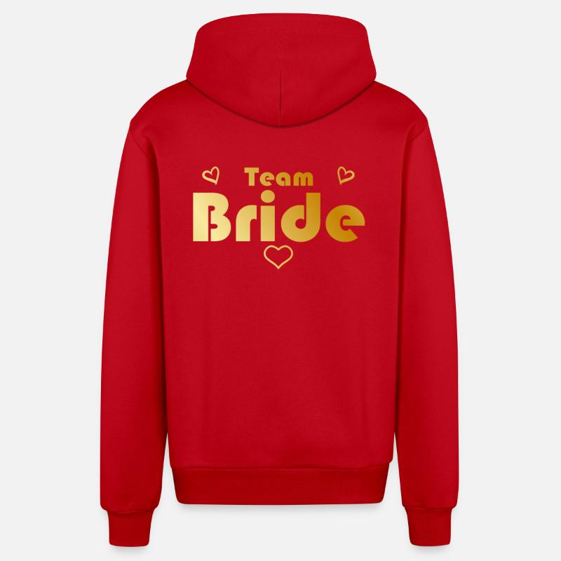 Équipe Bride Or - Veste à capuche bio décontractée fabriquée en UE - rouge
