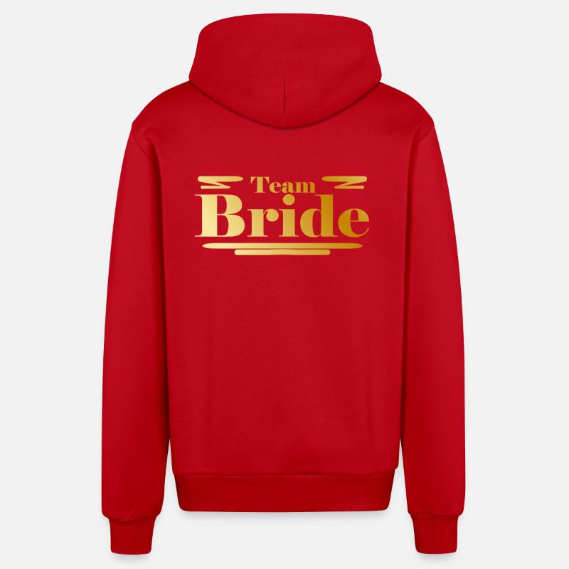 Équipe Bride Or - Veste à capuche bio décontractée fabriquée en UE - rouge