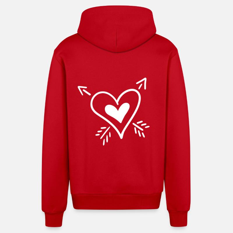 Herz Pfeil - Organic Relaxed Kapuzenjacke Made in EU - Rot