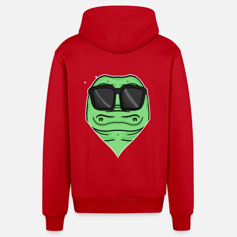 Cool crocodile with sunglasses - Organic Relaxed Hooded Jacket Made in EU - red