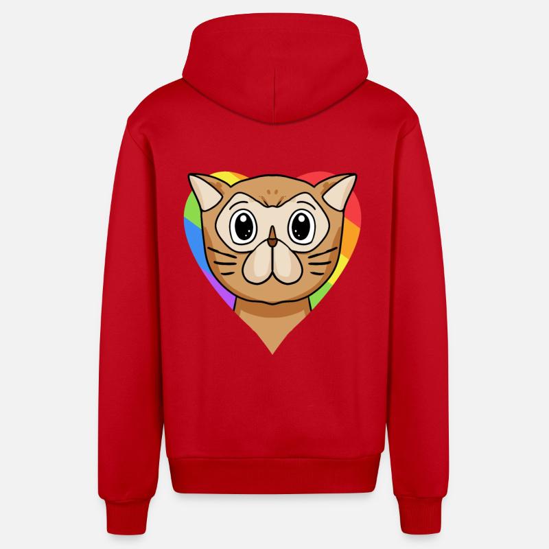 CHAT LGBT Chat Persan Arc-en-ciel - Veste à capuche bio décontractée fabriquée en UE - rouge