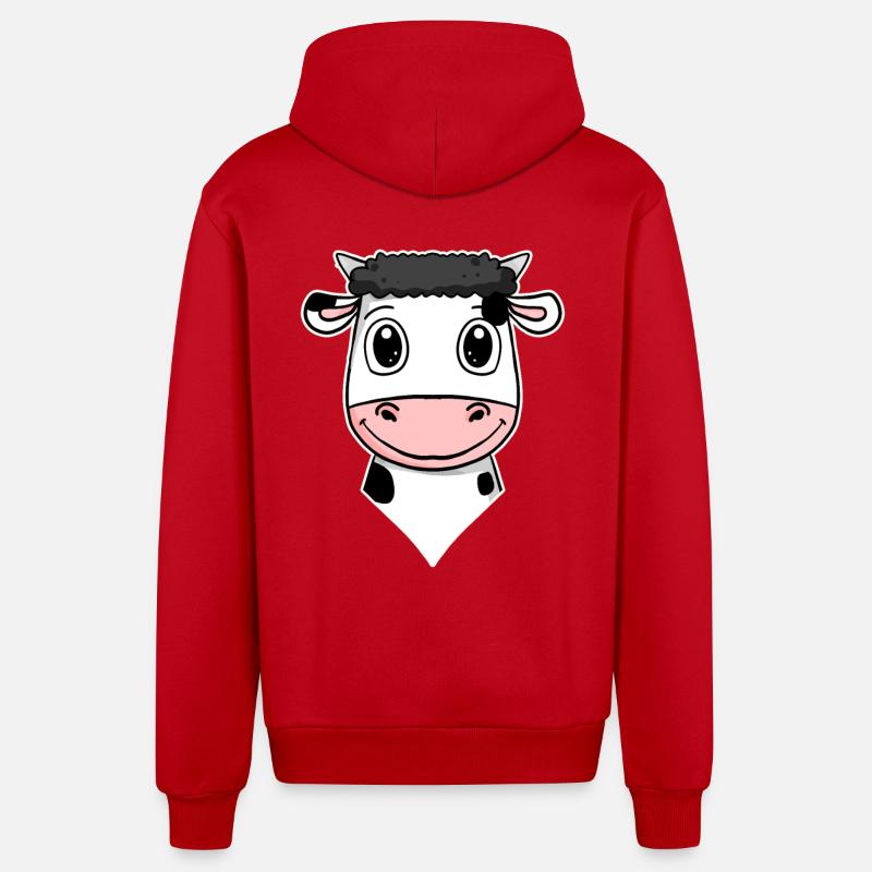 Vache - Veste à capuche bio décontractée fabriquée en UE - rouge