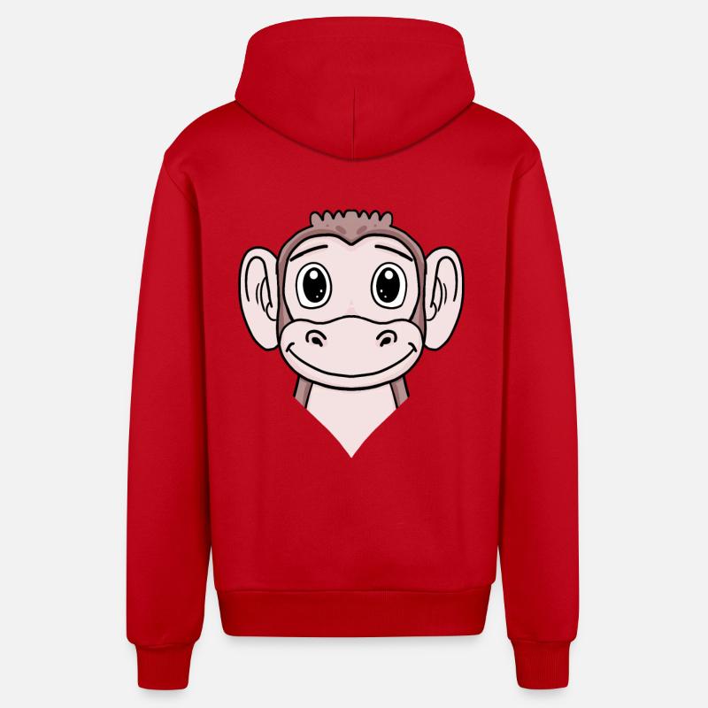 Singe - Veste à capuche bio décontractée fabriquée en UE - rouge