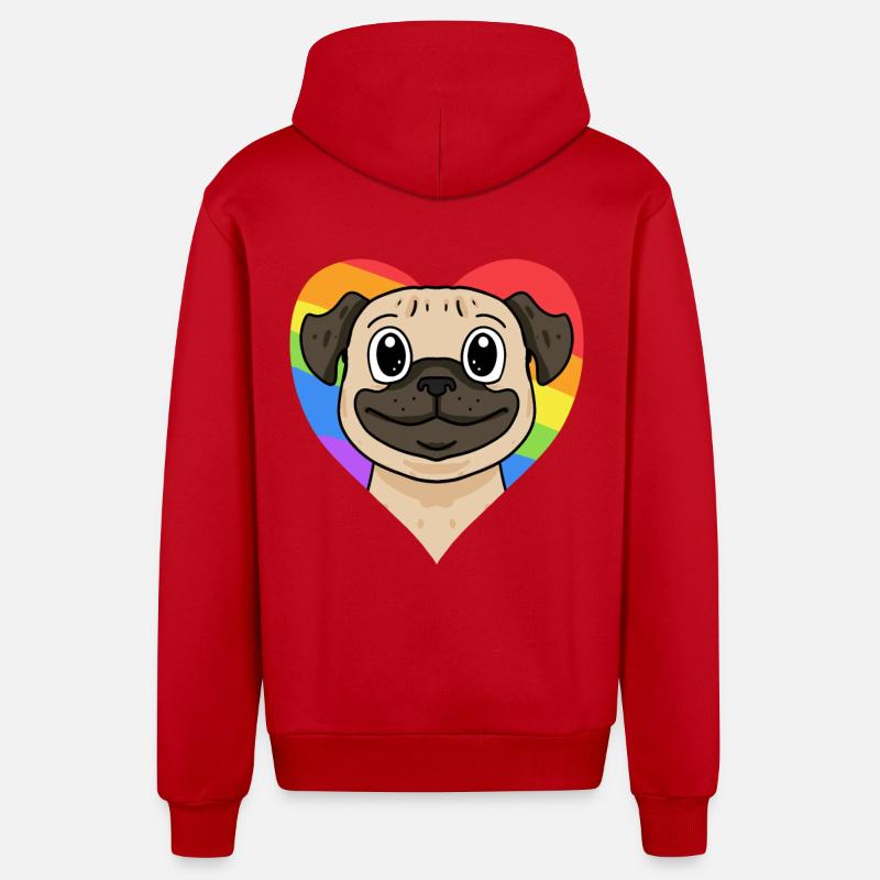 Chien LGBT Carlin Arc-en-ciel - Veste à capuche bio décontractée fabriquée en UE - rouge
