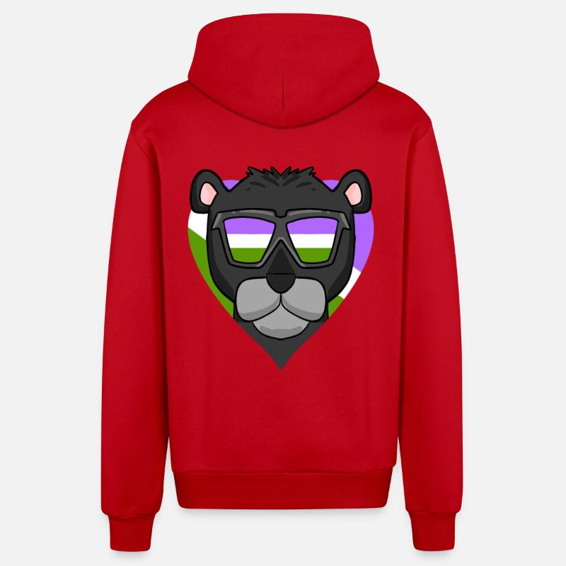 Panthère noire Genderqueer - Veste à capuche bio décontractée fabriquée en UE - rouge