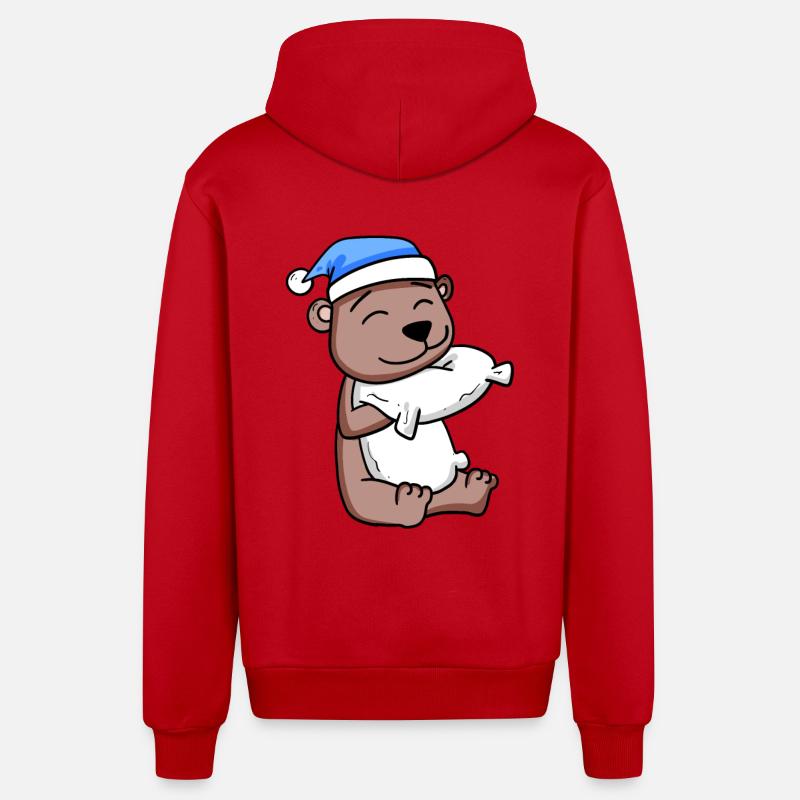 Bébé ours - Veste à capuche bio décontractée fabriquée en UE - rouge