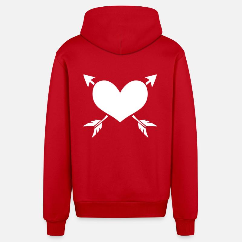 Flèche de cœur - Veste à capuche bio décontractée fabriquée en UE - rouge
