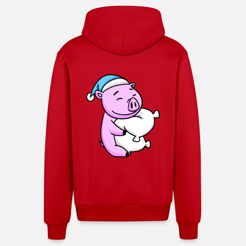 Cochon - Veste à capuche bio décontractée fabriquée en UE - rouge