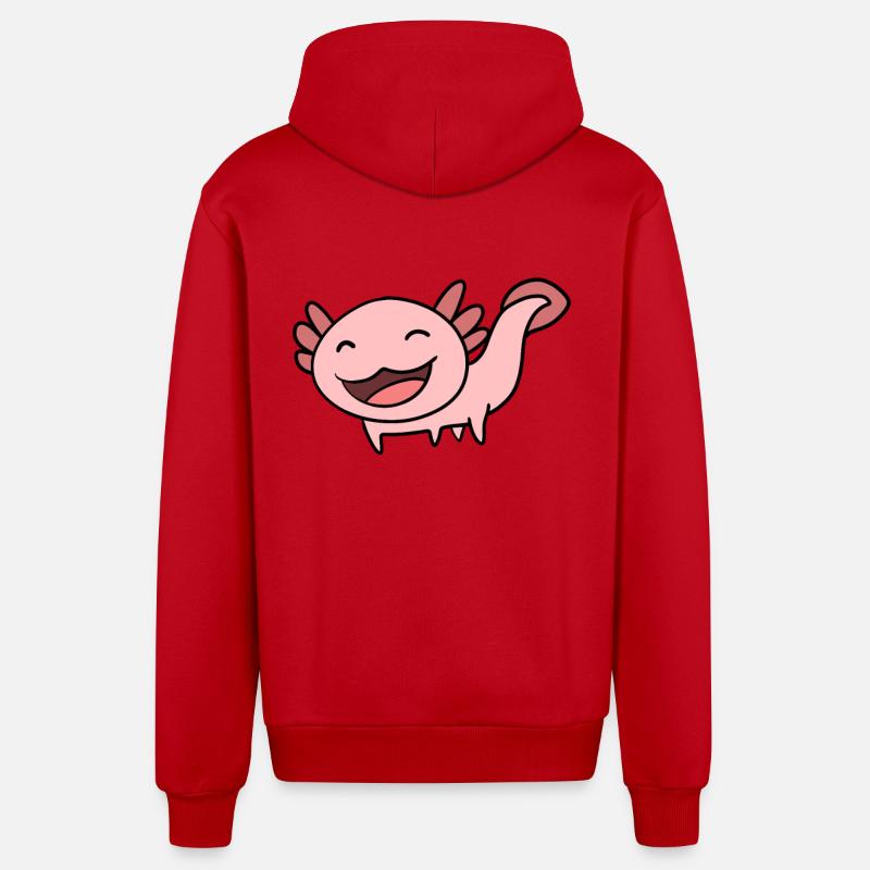 Axolotl Rose Doux - Veste à capuche bio décontractée fabriquée en UE - rouge