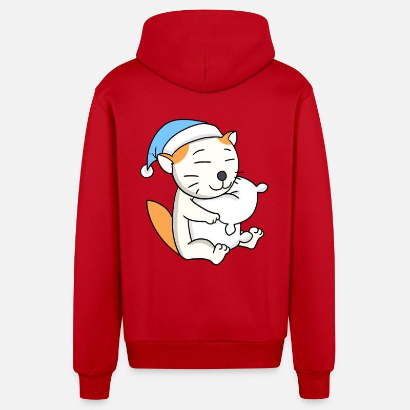 Chat race Selkirk Rex - Veste à capuche bio décontractée fabriquée en UE - rouge