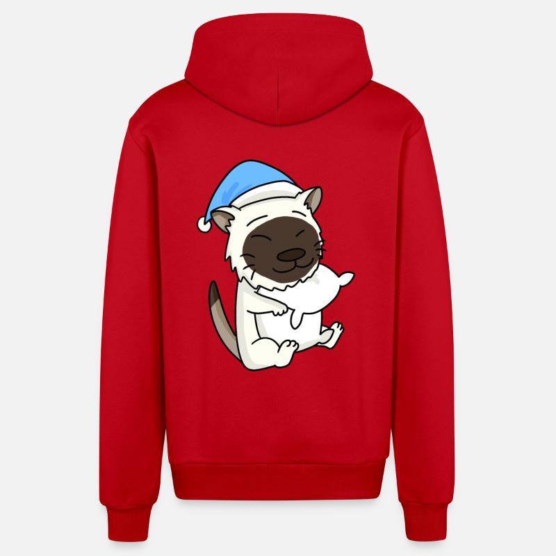 Chat race de chat Birmanie - Veste à capuche bio décontractée fabriquée en UE - rouge