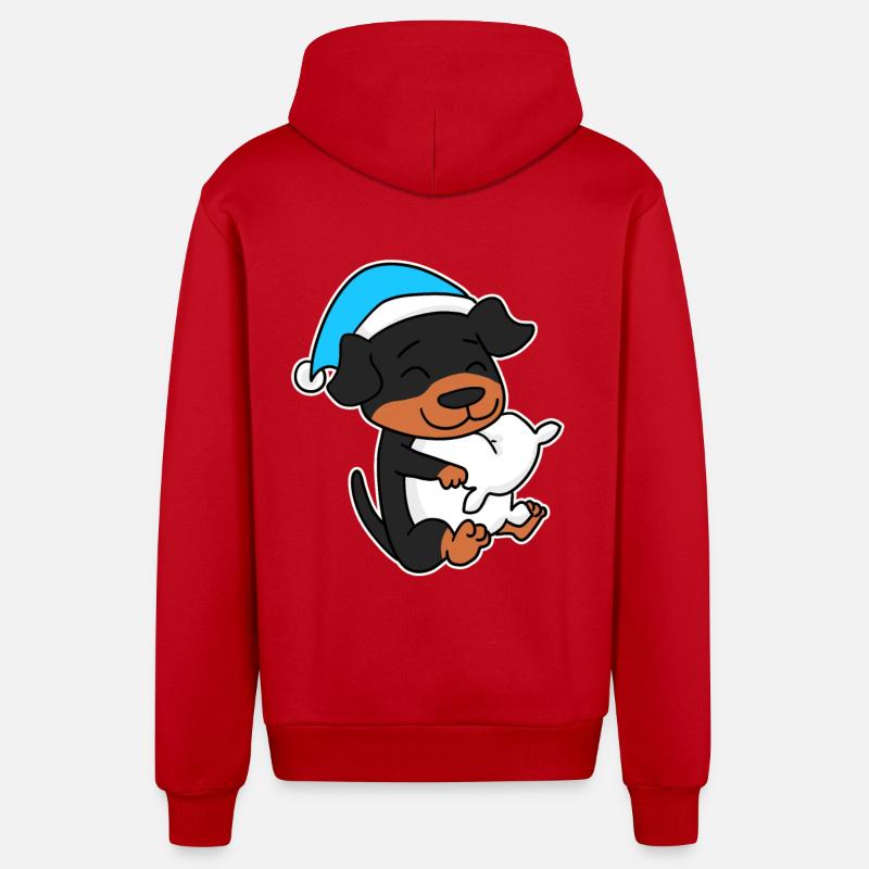Chien de race Rottweiler - Veste à capuche bio décontractée fabriquée en UE - rouge