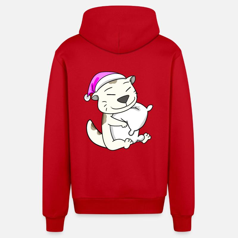 Chat race devon rex - Veste à capuche bio décontractée fabriquée en UE - rouge