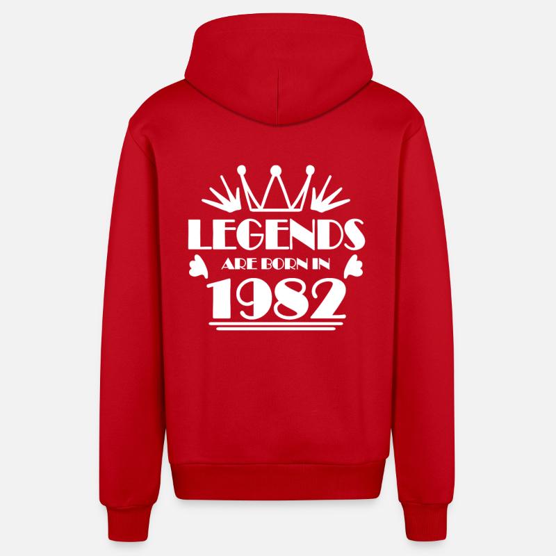 1982 - Né en 1982 - Veste à capuche bio décontractée fabriquée en UE - rouge