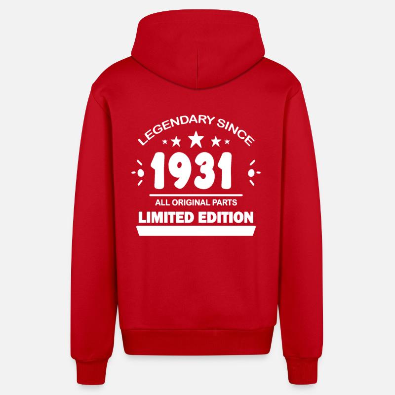 1931 - Veste à capuche bio décontractée fabriquée en UE - rouge