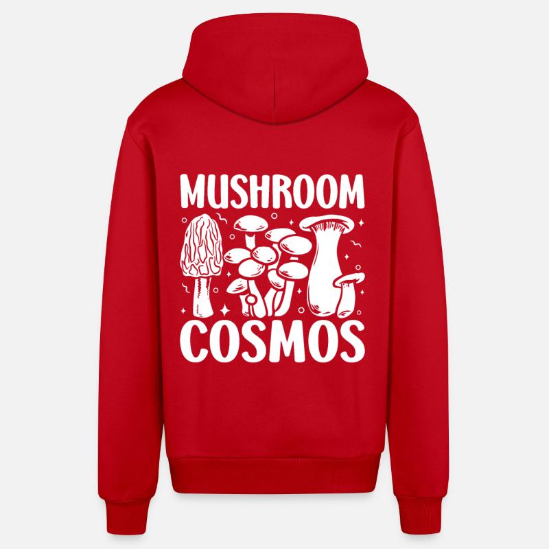 Morille Champignon Cosmos - Veste à capuche bio décontractée fabriquée en UE - rouge