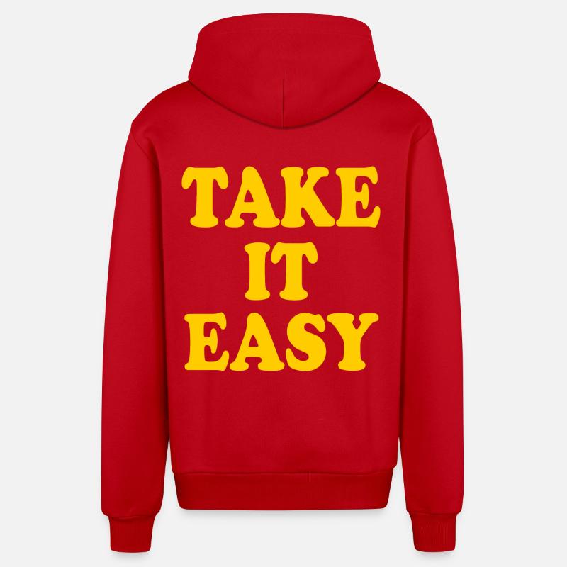 Take it easy - Veste à capuche bio décontractée fabriquée en UE - rouge