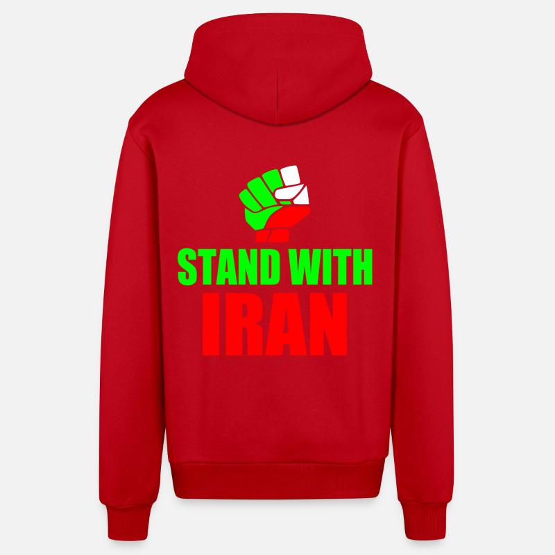 Stand with iran - Veste à capuche bio décontractée fabriquée en UE - rouge