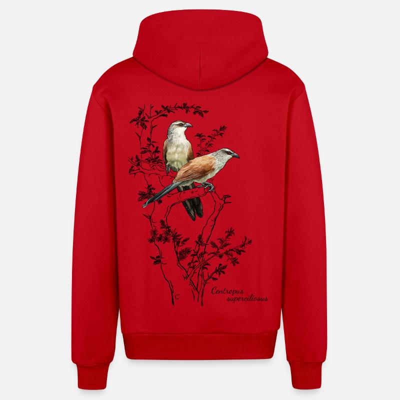 White-browed cuckoo - Organic Relaxed Hooded Jacket Made in EU - red