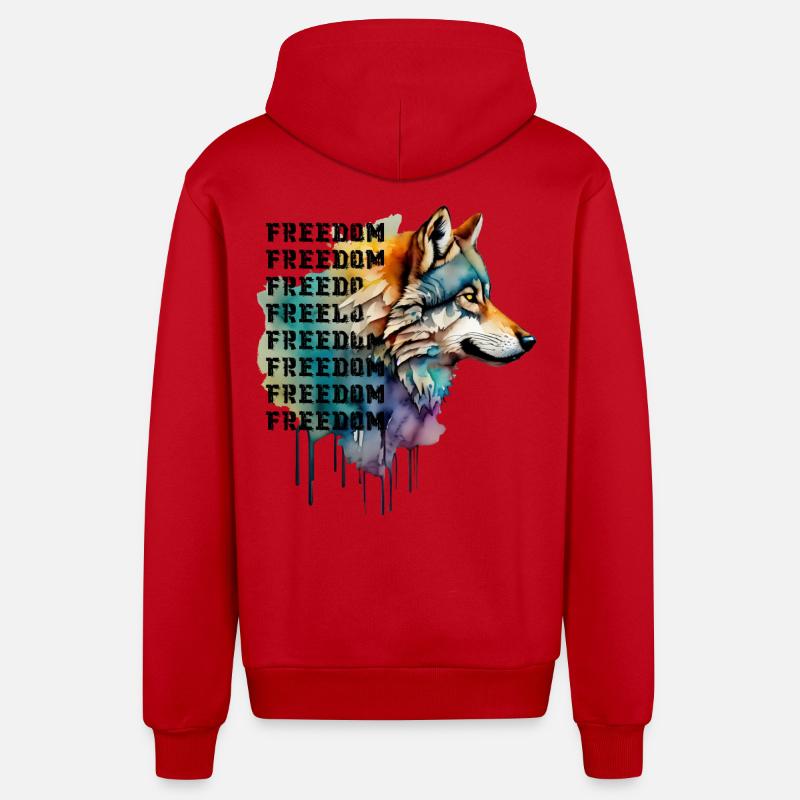 LOUP DE LA LIBERTÉ - Veste à capuche bio décontractée fabriquée en UE - rouge