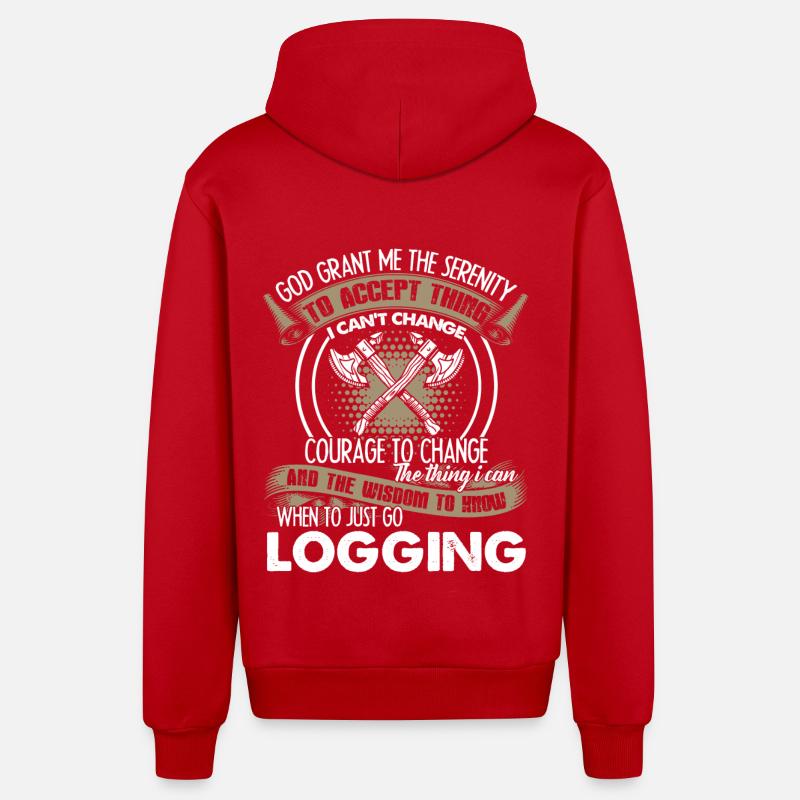 Logger Just Go Logging - Organic Relaxed Hooded Jacket Made in EU - red