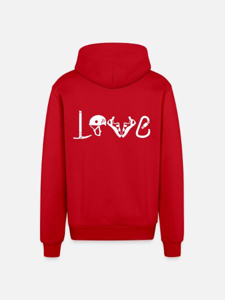 Love Climbing - Organic Relaxed Hooded Jacket Made in EU - red