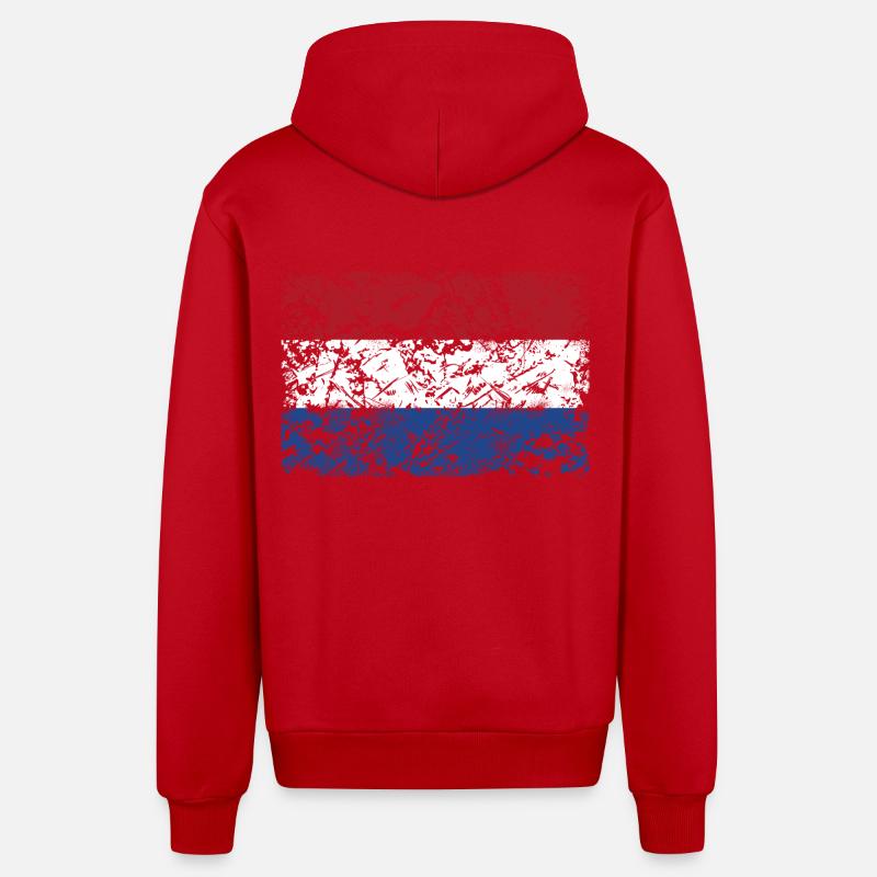 Drapeau des Pays-Bas - Veste à capuche bio décontractée fabriquée en UE - rouge