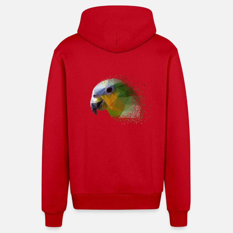 perroquet - Veste à capuche bio décontractée fabriquée en UE - rouge