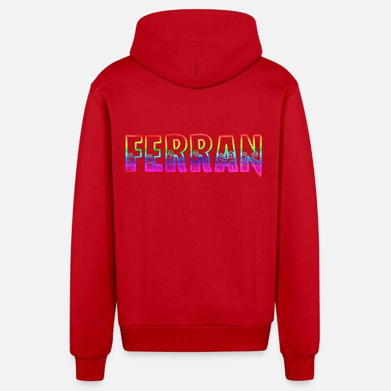 Ferran RS Arc-en-ciel - Veste à capuche bio décontractée fabriquée en UE - rouge