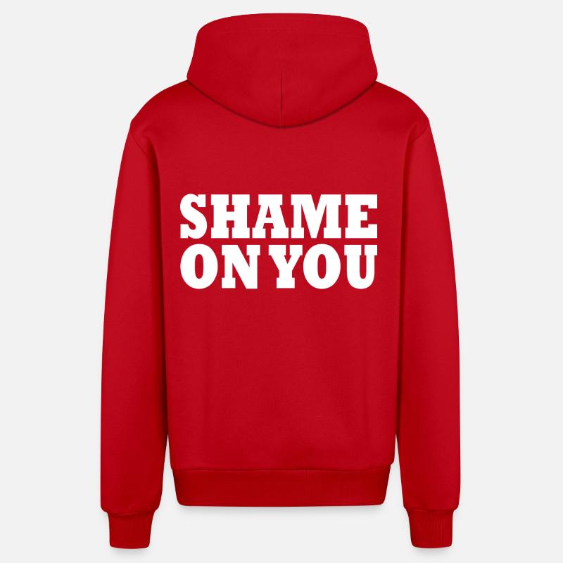 Shame on you - Veste à capuche bio décontractée fabriquée en UE - rouge