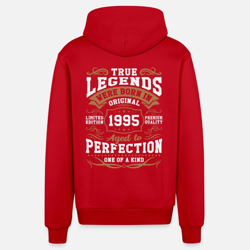 Légendes nées en 1995 - Veste à capuche bio décontractée fabriquée en UE - rouge