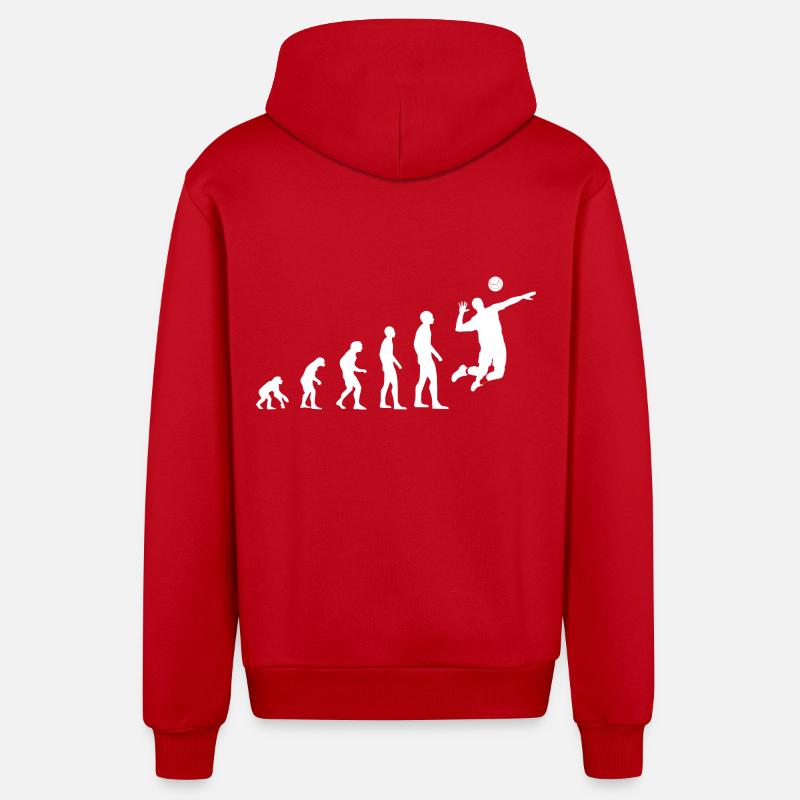 Volleyball Evolution - Organic Relaxed Kapuzenjacke Made in EU - Rot